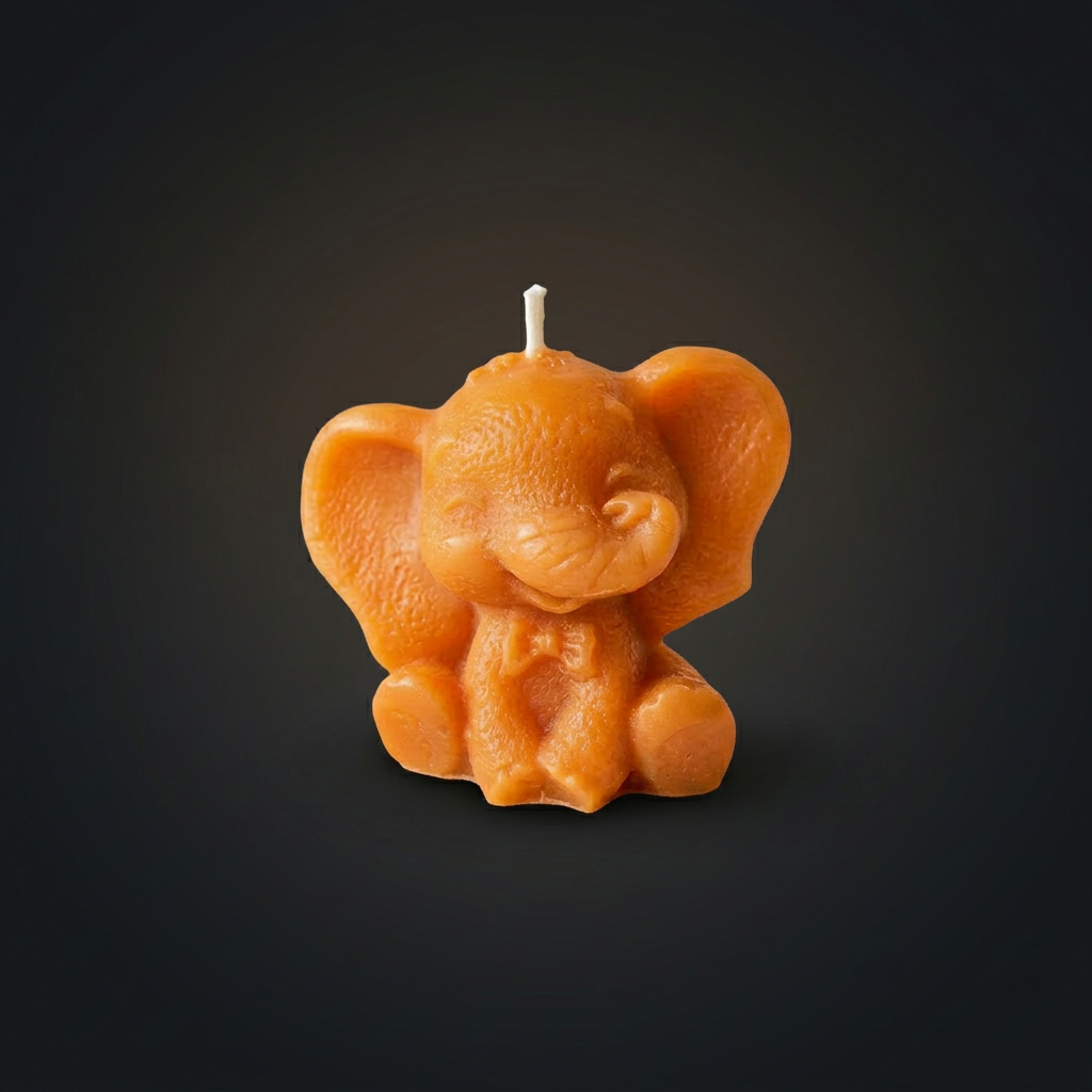Baby Elephant handmade beeswax candle by Flickering Fortunes
